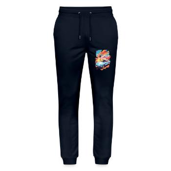Los Angeles, USA, Amerika, Kalifornien, Graffitti Miami - Stanley/Stella Unisex Bio Jogginghose Mover  - Navy - Vorne - Marisol (170cm) & Nik (191cm)