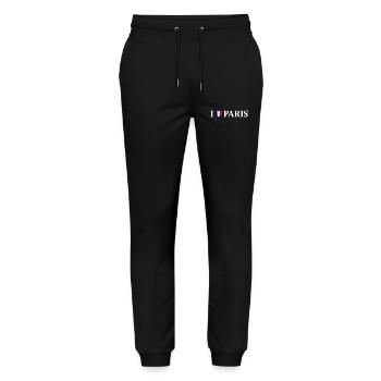 J’adore Paris, France - Pantalon de jogging bio MOVER Stanley/Stella unisexe - noir - Devant - Marisol (170cm) & Nik (191cm)
