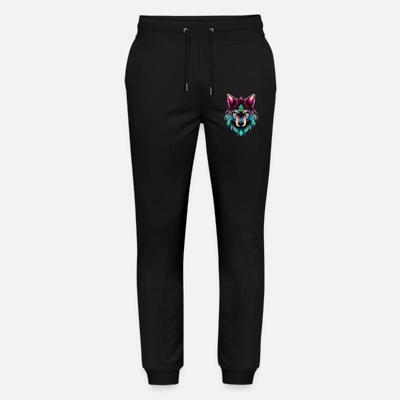 Mystischer Wolf Synthwave Wolfskopf - Stanley/Stella Unisex Bio Jogginghose Mover  - Schwarz