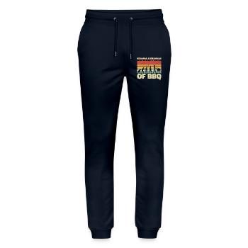 Evolution Of BBQ - Grill Delight Gift - Stanley/Stella Mover Unisex Organic Jogging Trousers - navy - Front - Marisol (170cm) & Nik (191cm)