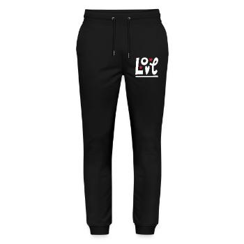 Love - Stanley/Stella Mover Unisex Organic Jogging Trousers - black - Front - Marisol (170cm) & Nik (191cm)