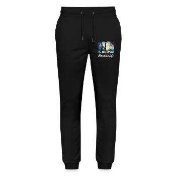 Mountain View with Forest Cabin and Lake - Stanley/Stella Mover Unisex Organic Jogging Trousers - black - Front - Marisol (170cm) & Nik (191cm)