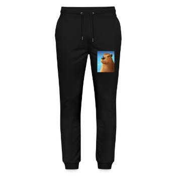 Cooles Comic-Porträt von Capybara - Stanley/Stella Unisex Bio Jogginghose Mover  - Schwarz - Vorne - Marisol (170cm) & Nik (191cm)