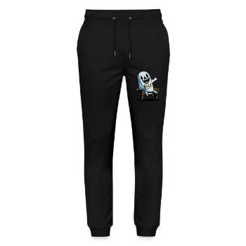 Halloween ghost eating sandwich on park bench - Stanley/Stella Mover Unisex Organic Jogging Trousers - black - Front - Marisol (170cm) & Nik (191cm)