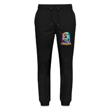 Conquer - Mythologie grecque épique - Hard Work Fitness - Pantalon de jogging bio MOVER Stanley/Stella unisexe - noir - Devant - Marisol (170cm) & Nik (191cm)