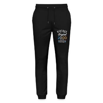 2000 Vintage Anniversaire 2000 original birthday - Pantalon de jogging bio MOVER Stanley/Stella unisexe - noir - Devant - Marisol (170cm) & Nik (191cm)