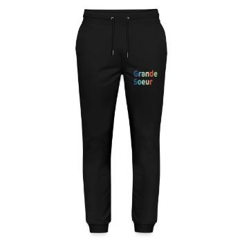 naissance, grande soeur, grande fille - Pantalon de jogging bio MOVER Stanley/Stella unisexe - noir - Devant - Marisol (170cm) & Nik (191cm)