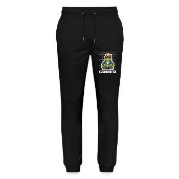 Retro Gamer Frog avec manette Jeux de console - Pantalon de jogging bio MOVER Stanley/Stella unisexe - noir - Devant - Marisol (170cm) & Nik (191cm)