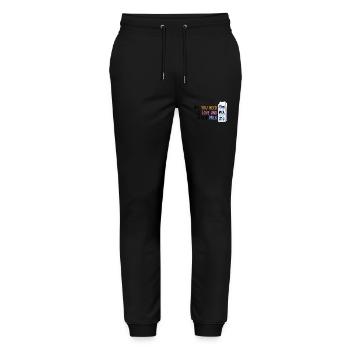 We need Love and Milk Comicstyle 1 - Stanley/Stella Unisex Bio Jogginghose Mover  - Schwarz - Vorne - Marisol (170cm) & Nik (191cm)