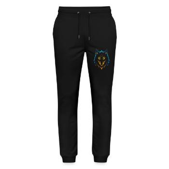 Neon Flammenwolf mit mystischem Diamanten - Stanley/Stella Unisex Bio Jogginghose Mover  - Schwarz - Vorne - Marisol (170cm) & Nik (191cm)