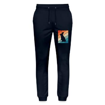 Rabbit Easter Retro Gift - Stanley/Stella Mover Unisex Organic Jogging Trousers - navy - Front - Marisol (170cm) & Nik (191cm)