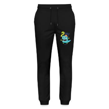 j'ai 2 ans Cadeau anniversaire 2 ans dinosaure - Pantalon de jogging bio MOVER Stanley/Stella unisexe - noir - Devant - Marisol (170cm) & Nik (191cm)
