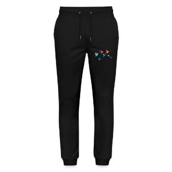 Multicolored paper birds - Stanley/Stella Mover Unisex Organic Jogging Trousers - black - Front - Marisol (170cm) & Nik (191cm)