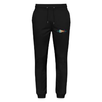Heartbeat Guitar - Stanley/Stella Mover Unisex Organic Jogging Trousers - black - Front - Marisol (170cm) & Nik (191cm)