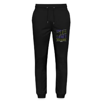 electrician gift caution electrical engineering - Stanley/Stella Unisex Bio Jogginghose Mover  - Schwarz - Vorne - Marisol (170cm) & Nik (191cm)