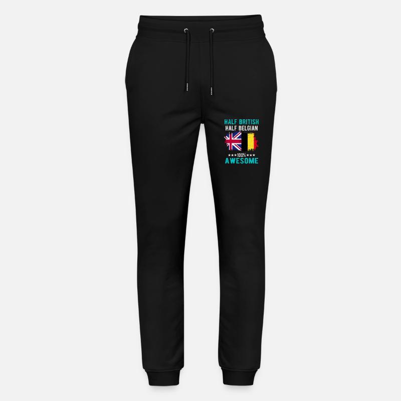 Half British Half Belgian - Stanley/Stella Mover Unisex Organic Jogging Trousers - black