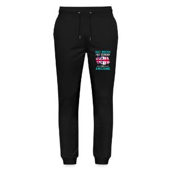 Halb Brite Halb Georgier - Stanley/Stella Unisex Bio Jogginghose Mover  - Schwarz - Vorne - Marisol (170cm) & Nik (191cm)