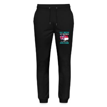 Half British Half Singaporean - Stanley/Stella Mover Unisex Organic Jogging Trousers - black - Front - Marisol (170cm) & Nik (191cm)