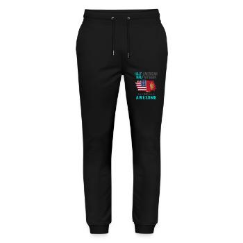 Half American Half Montenegrin - Stanley/Stella Mover Unisex Organic Jogging Trousers - black - Front - Marisol (170cm) & Nik (191cm)