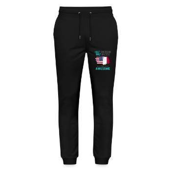 Moitié américain Moitié Mateser - Pantalon de jogging bio MOVER Stanley/Stella unisexe - noir - Devant - Marisol (170cm) & Nik (191cm)