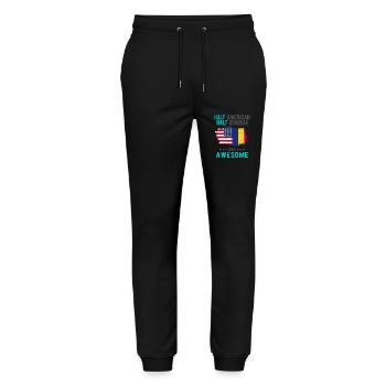 Half American Half Romanian - Stanley/Stella Mover Unisex Organic Jogging Trousers - black - Front - Marisol (170cm) & Nik (191cm)