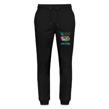 Half American, half Brazilian - Stanley/Stella Mover Unisex Organic Jogging Trousers - black - Front - Marisol (170cm) & Nik (191cm)