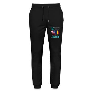Half American, half Chader - Stanley/Stella Mover Unisex Organic Jogging Trousers - black - Front - Marisol (170cm) & Nik (191cm)