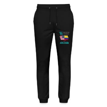 Half American, half Colombian - Stanley/Stella Mover Unisex Organic Jogging Trousers - black - Front - Marisol (170cm) & Nik (191cm)