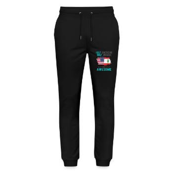 Halb Amerikaner Halb Jordanier - Stanley/Stella Unisex Bio Jogginghose Mover  - Schwarz - Vorne - Marisol (170cm) & Nik (191cm)