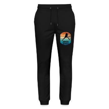 Abwehrexperte - Stanley/Stella Unisex Bio Jogginghose Mover  - Schwarz - Vorne - Marisol (170cm) & Nik (191cm)