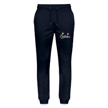 Couronne de nom Sara - Pantalon de jogging bio MOVER Stanley/Stella unisexe - marine - Devant - Marisol (170cm) & Nik (191cm)