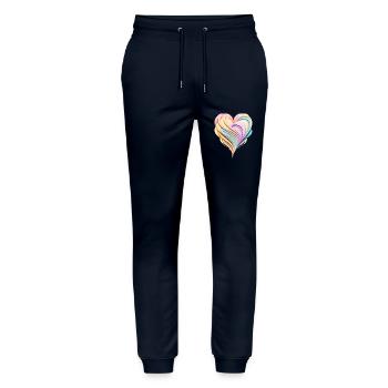 Pastel rainbow heart in 3D look - Stanley/Stella Mover Unisex Organic Jogging Trousers - navy - Front - Marisol (170cm) & Nik (191cm)