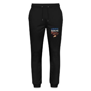 Liberté égalité pizza - Pantalon de jogging bio MOVER Stanley/Stella unisexe - noir - Devant - Marisol (170cm) & Nik (191cm)