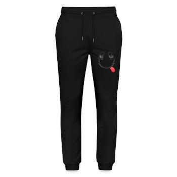 Casque souriant #lovely toons - Pantalon de jogging bio MOVER Stanley/Stella unisexe - noir - Devant - Marisol (170cm) & Nik (191cm)