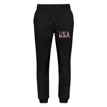 USA in den Farben der amerikanischen Flagge Fahne - Stanley/Stella Unisex Bio Jogginghose Mover  - Schwarz - Vorne - Marisol (170cm) & Nik (191cm)