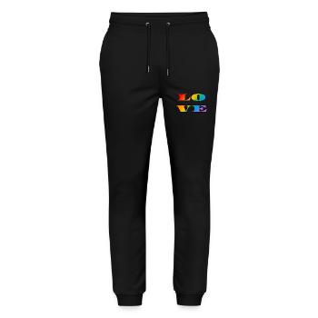 Amour arc-en-ciel rétro - Pantalon de jogging bio MOVER Stanley/Stella unisexe - noir - Devant - Marisol (170cm) & Nik (191cm)