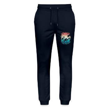 Rétro Sunset Style Evacuation od Work to Paradise - Pantalon de jogging bio MOVER Stanley/Stella unisexe - marine - Devant - Marisol (170cm) & Nik (191cm)