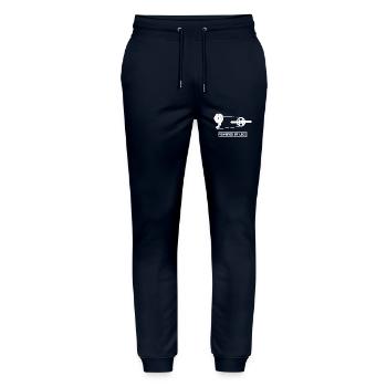 Powered by Legs – Road bike drive for cyclists - Stanley/Stella Mover Unisex Organic Jogging Trousers - navy - Front - Marisol (170cm) & Nik (191cm)