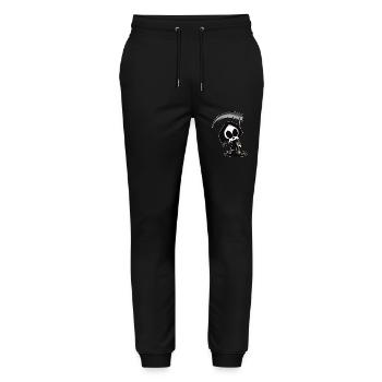 funny grim reaper death halloween gift shirt - Stanley/Stella Mover Unisex Organic Jogging Trousers - black - Front - Marisol (170cm) & Nik (191cm)