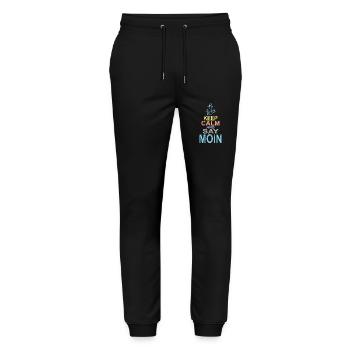Keep Calm and say Moin - Stanley/Stella Unisex Bio Jogginghose Mover  - Schwarz - Vorne - Marisol (170cm) & Nik (191cm)