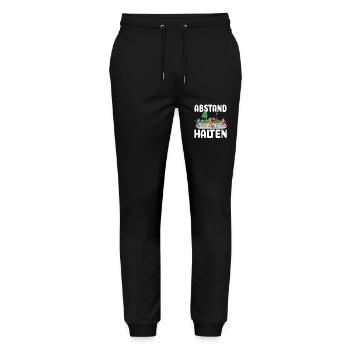 Abstand Halten Oma Hunde Gassi Sicherheitsabstand - Stanley/Stella Unisex Bio Jogginghose Mover  - Schwarz - Vorne - Marisol (170cm) & Nik (191cm)