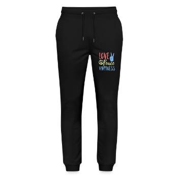 Love Peace Happiness - Stanley/Stella Unisex Bio Jogginghose Mover  - Schwarz - Vorne - Marisol (170cm) & Nik (191cm)
