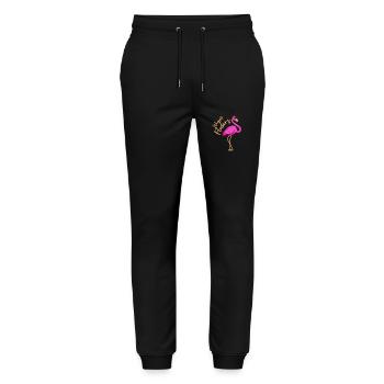 Flamingo, pink flamingo, flamingo flamingos - Stanley/Stella Mover Unisex Organic Jogging Trousers - black - Front - Marisol (170cm) & Nik (191cm)