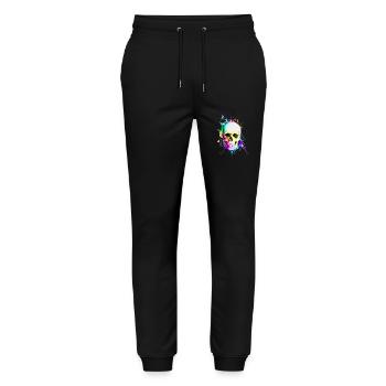 Cadeau de crâne squelette crâne aquarelle - Pantalon de jogging bio MOVER Stanley/Stella unisexe - noir - Devant - Marisol (170cm) & Nik (191cm)