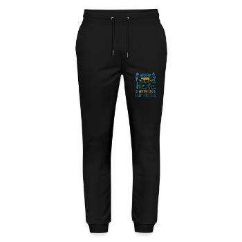 Dire végétalien - cadeau pour les végétaliens - Pantalon de jogging bio MOVER Stanley/Stella unisexe - noir - Devant - Marisol (170cm) & Nik (191cm)