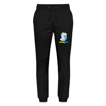 Down Syndrome Mamasaurus Dino Gift - Stanley/Stella Mover Unisex Organic Jogging Trousers - black - Front - Marisol (170cm) & Nik (191cm)