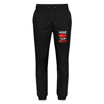 Turkey Therapy Turk Istanbul Turkish Gift - Stanley/Stella Mover Unisex Organic Jogging Trousers - black - Front - Marisol (170cm) & Nik (191cm)