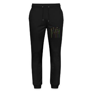 Süßes Retro Blumen Vintage Farben Muster Blume - Stanley/Stella Unisex Bio Jogginghose Mover  - Schwarz - Vorne - Marisol (170cm) & Nik (191cm)