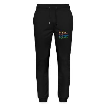 Gaming Cats Eat Sleep Warrior Repeat Gift - Stanley/Stella Mover Unisex Organic Jogging Trousers - black - Front - Marisol (170cm) & Nik (191cm)