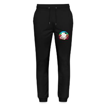 Clavier de piano chat coucher de soleil - Pantalon de jogging bio MOVER Stanley/Stella unisexe - noir - Devant - Marisol (170cm) & Nik (191cm)